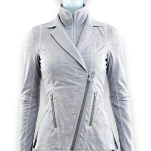 Lululemon Ride On Blazer Jacket Women's Size 6‎ Fossil Gray Zip Moto Casual